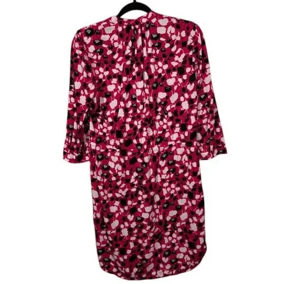 Diane Von Furstenberg Freya Silk Blend Shirt Dress Pink Black Floral Oversized 2 - Picture 6 of 16